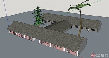 现代小工业厂房建筑设计su模型